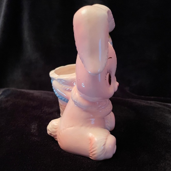 Vintage MCM Parma Anthropomorphic Bunny with Easter Basket Ceramic Planter - Picture 4 of 11